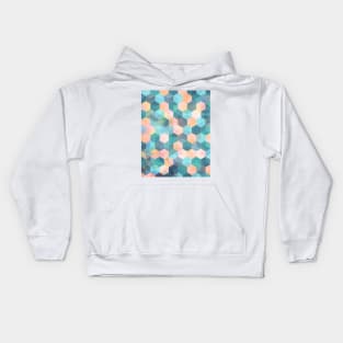 Child's Play 2 - hexagon pattern in soft blue, pink, peach & aqua Kids Hoodie